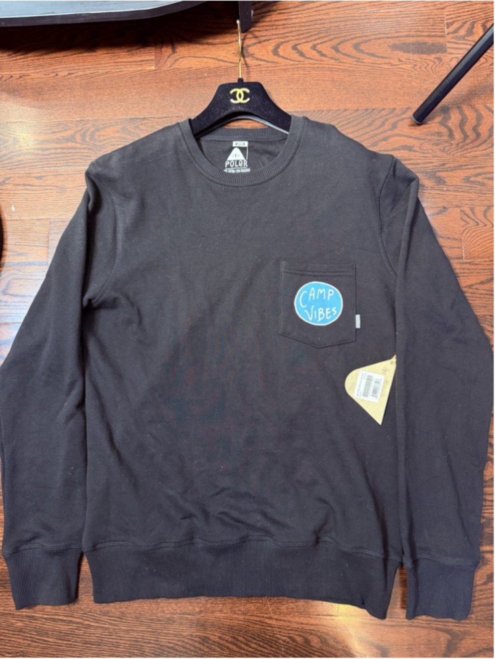 Poler Camp Vibes Crew Neck Seekers Graphic Sweatshirt Black Medium